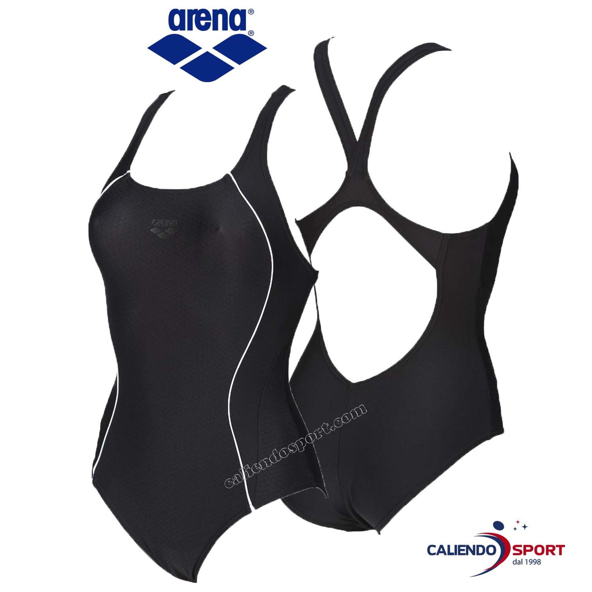 -ARENA ONE PIECE SWIMSUIT WOMEN 001250 BLACK FLAKES SWIMMING POOL SEA