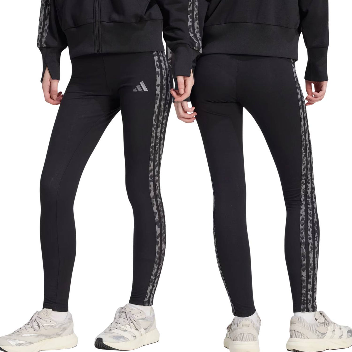 LEGGINGS DONNA ADIDAS KS7984 3 STRISCE ANIMALIER NERO