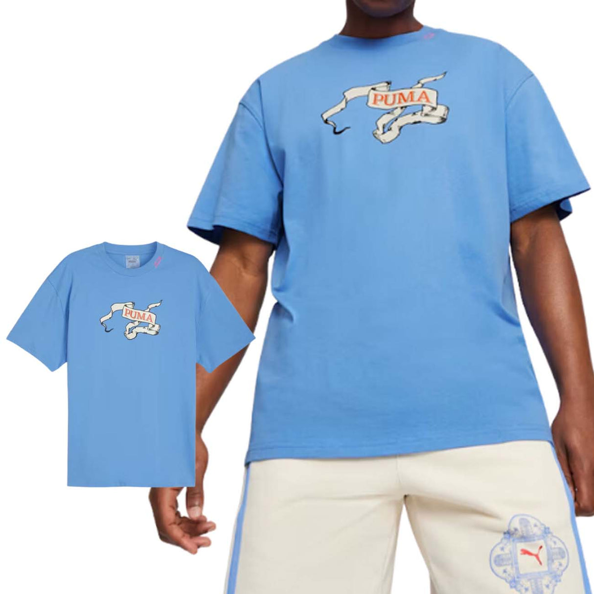 T-SHIRT PUMA 624765 01 BASKET SUPERSTITION CELESTE COTONE