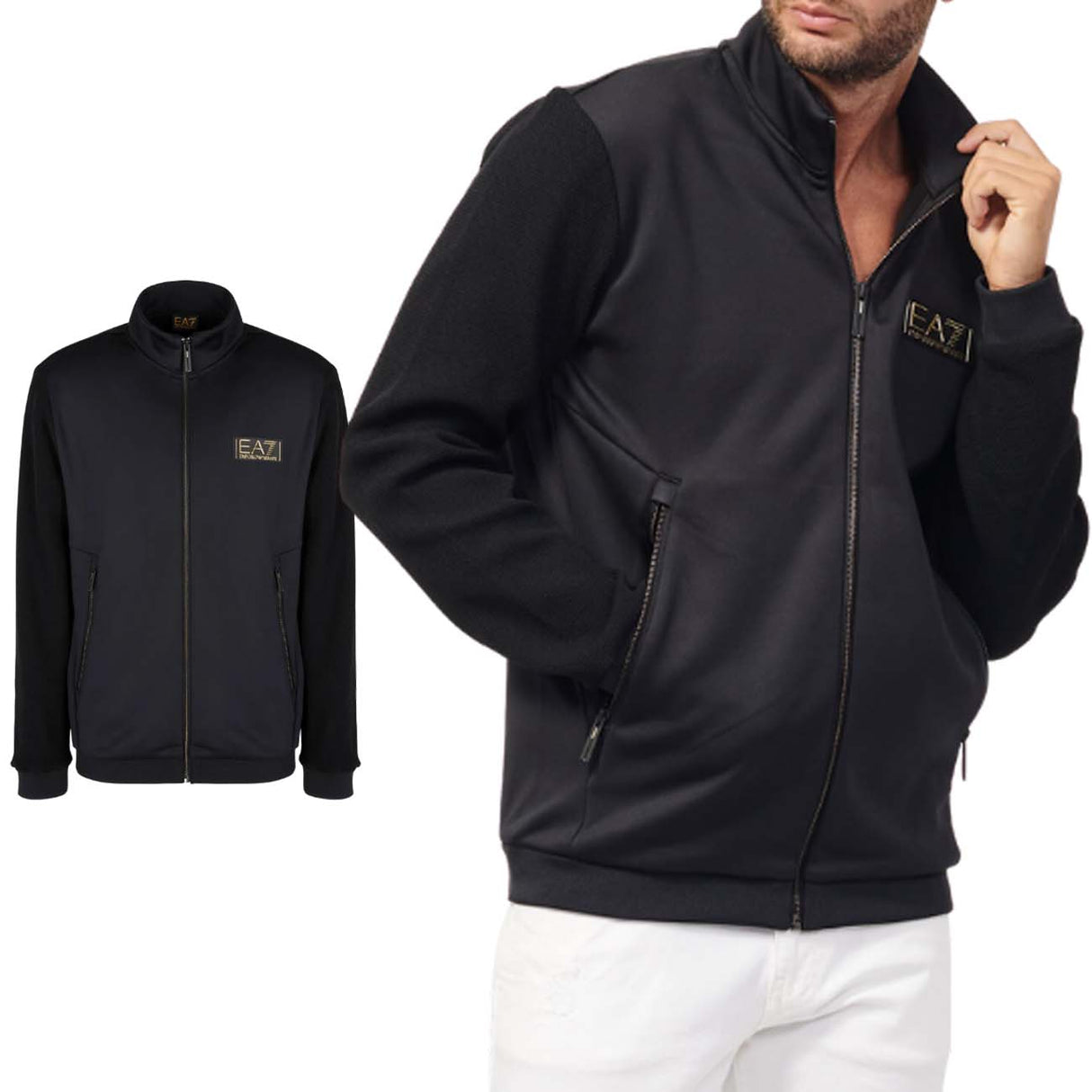 ARMANI EA7 I23 6RPM37 PJRZZ STRETCH BLACK SWEATSHIRT