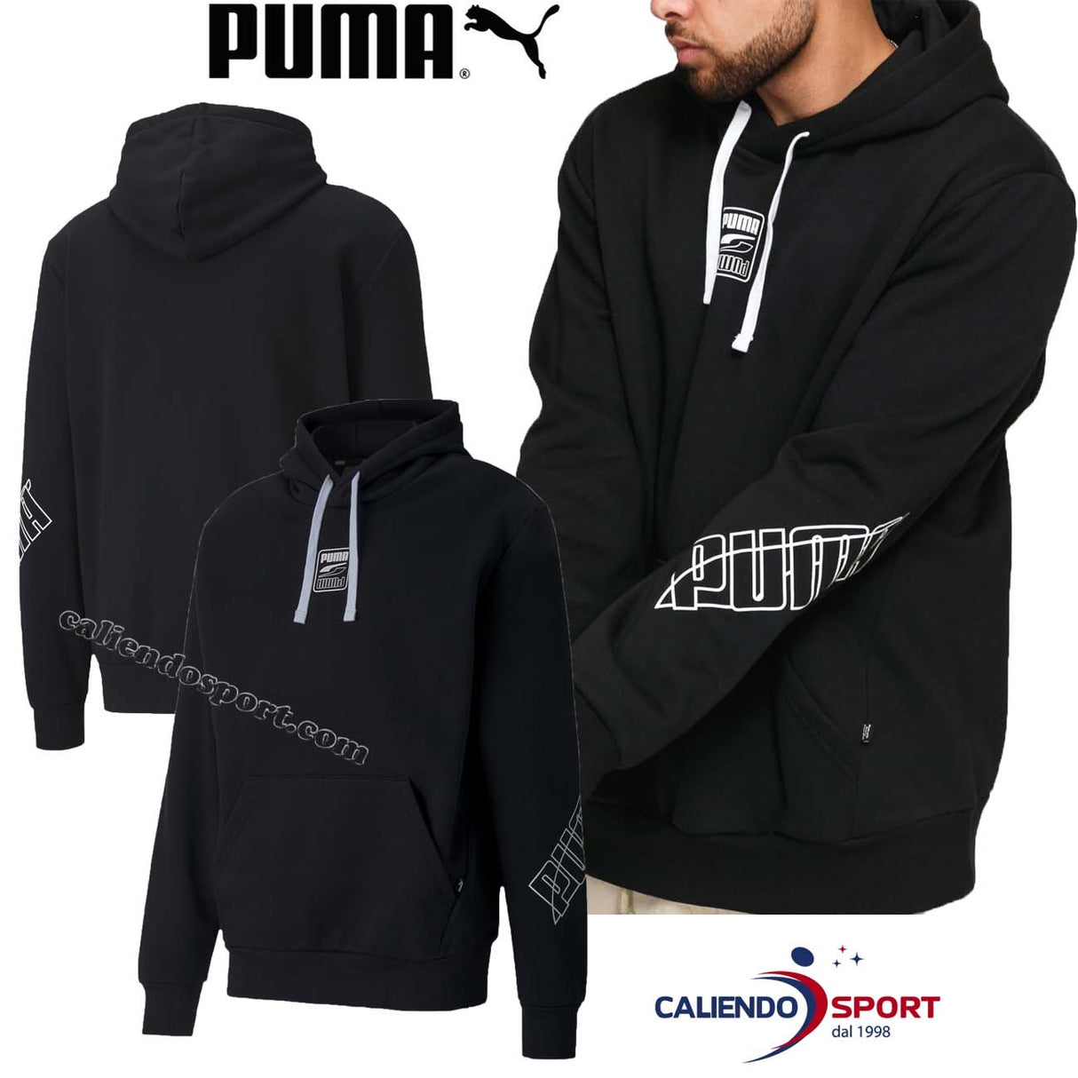 Sweat à capuche en coton noir PUMA 583494 01
