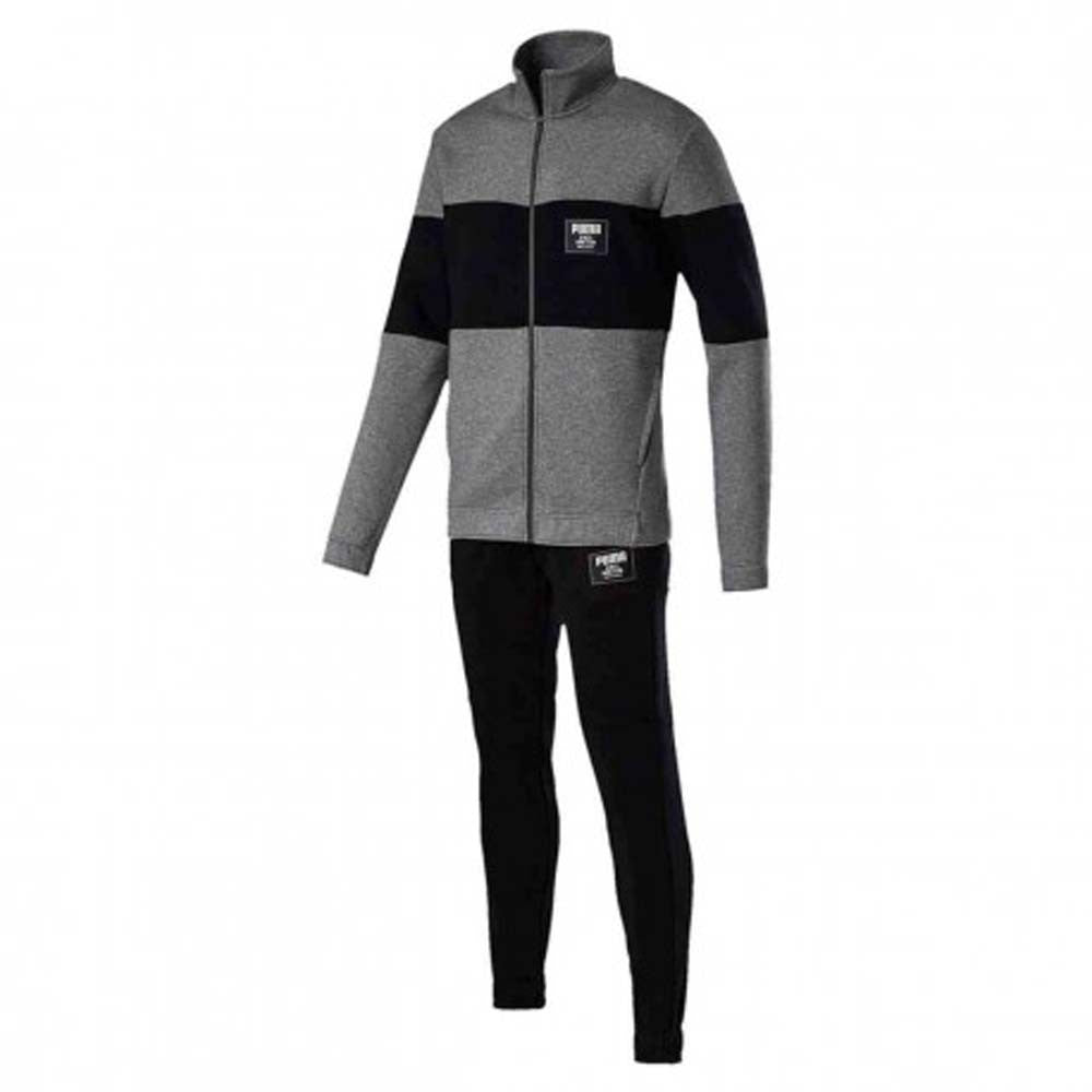 TUTA UOMO PUMA 851563 01 NERO 851563 03 GRIGIO COTONE FELPATO REBEL BLOOK SPORT PALESTRA