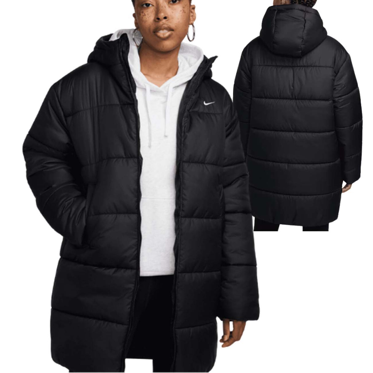 GIABBOTTO PARKA DONNA NIKE FZ5903 010 SPORTWEAR CLASSIC PUFFER NERO