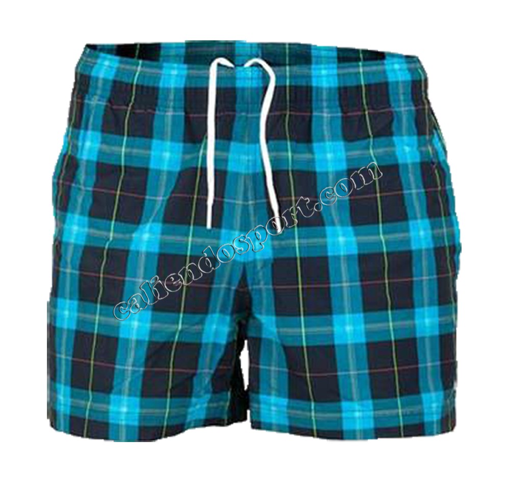 COSTUME UOMO REEBOK QUADRI NERO CELESTE MARE PANTALONCINO SHORT
