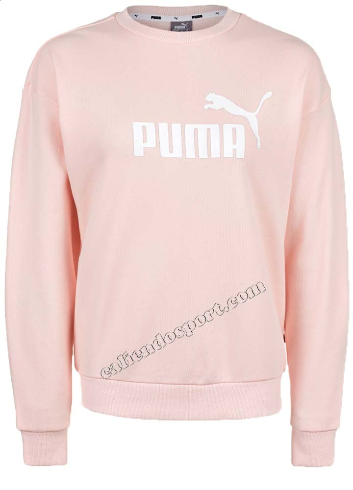 SWEAT-SHIRT FEMME PUMA 853456 17 32 VERT ROSE COL RAS DU COU EN COTON