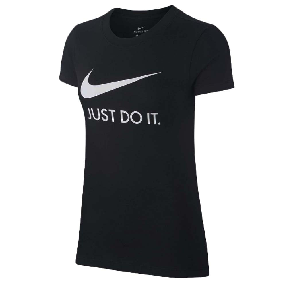 -NIKE WOMEN'S CI1383 010 100 WHITE BLACK ROUND NECK T-SHIRT