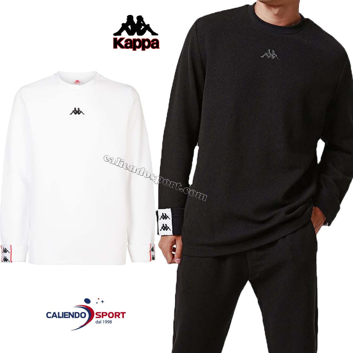 SWEAT-SHIRT KAPPA BANDA 3111BWW DIPLO NOIR BLANC