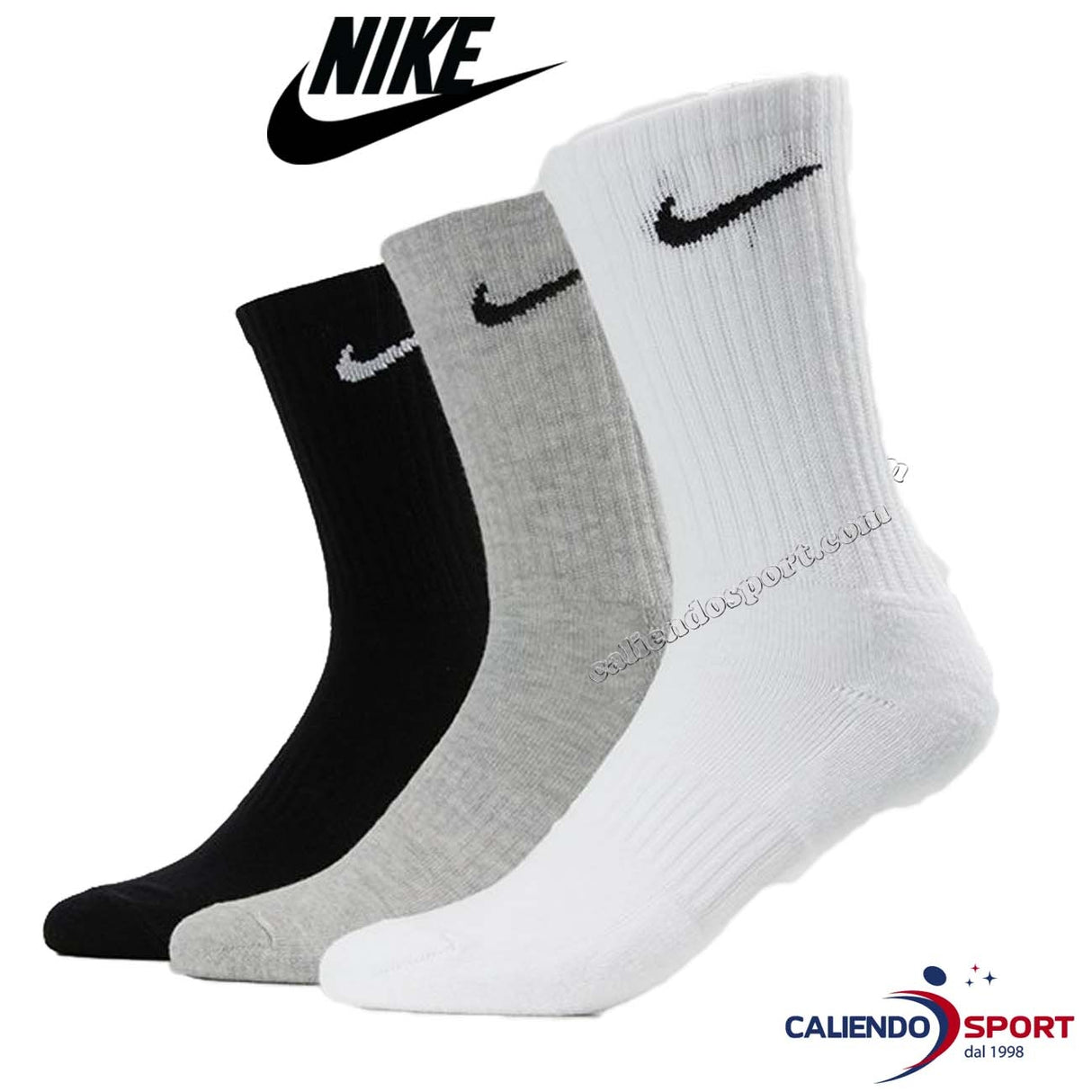 NIKE SX7664 901 COTTON CREW SOCKS 3 PAIRS UNISEX