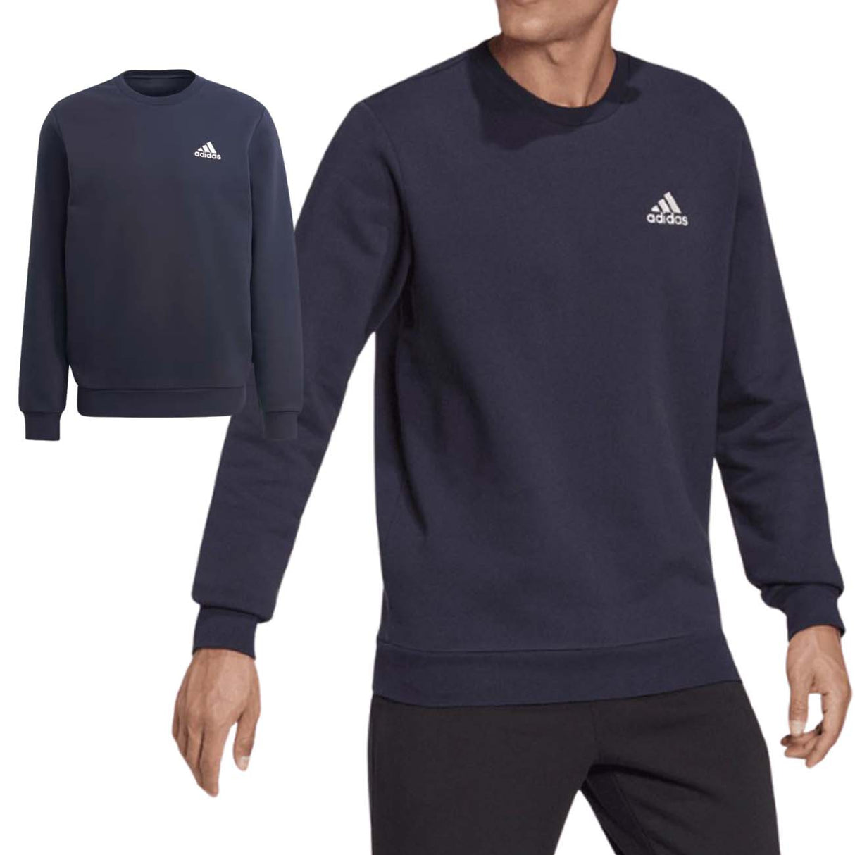 SWEAT-SHIRT EN COTON POLAIRE ADIDAS H42002 ESSENTIALS BLEU