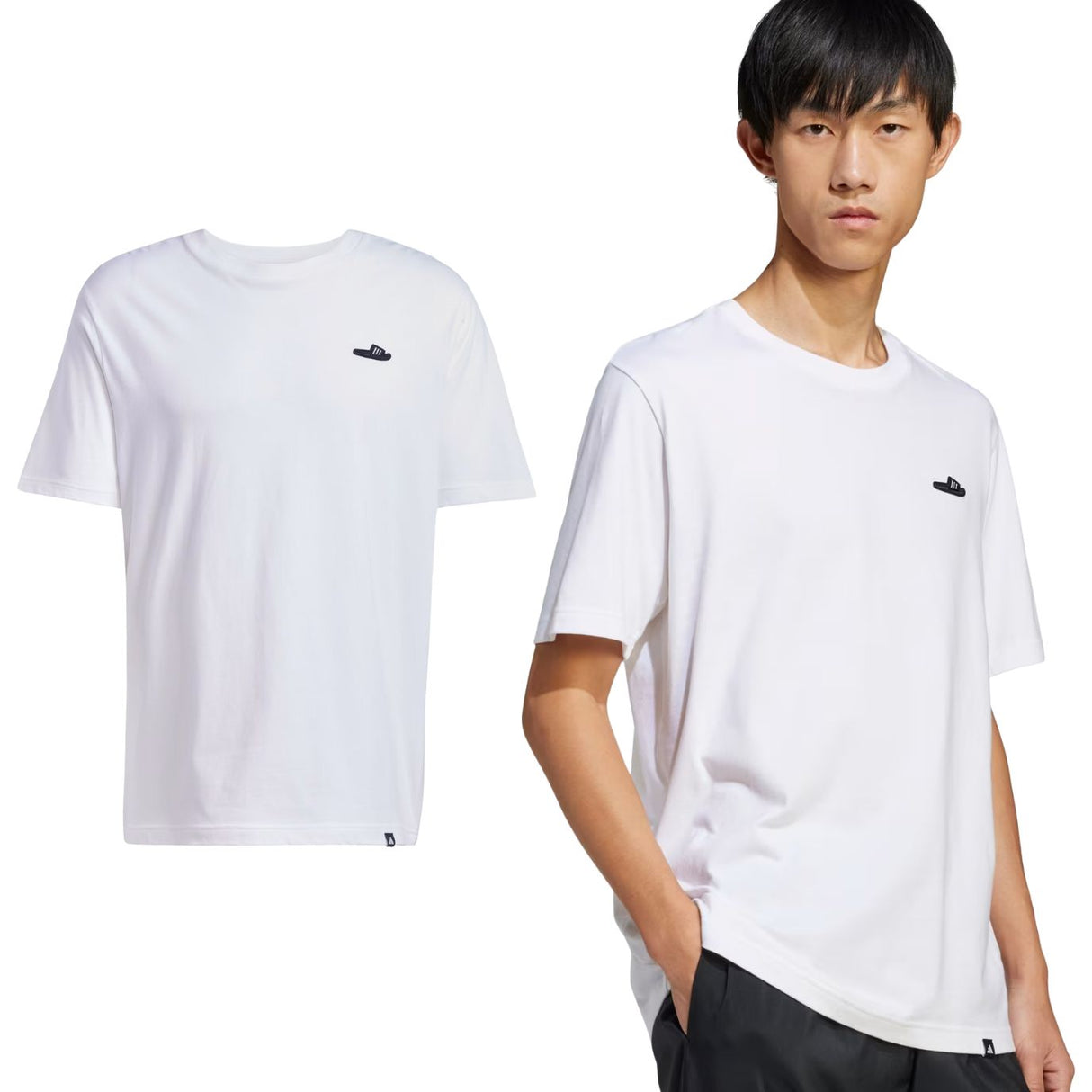 T-SHIRT ADIDAS JJ4002 GRAFICA LOUNGE COTONE BIANCO