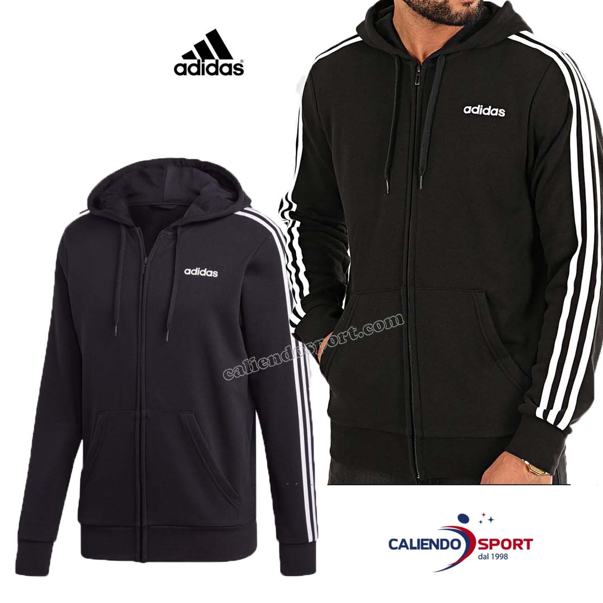 FELPA ADIDAS DQ3102 ESSENTIAL 3 STRIPS NERO