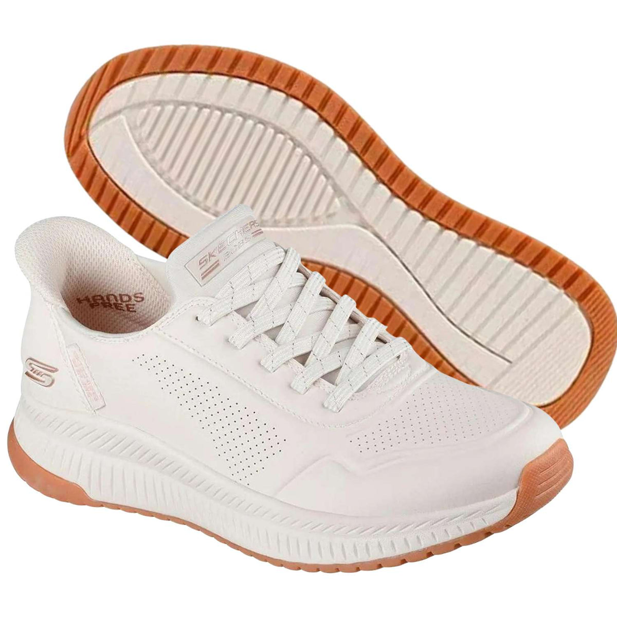 SCARPA DONNA SKECHERS 117740 WHT KEY LOOK SLIP INS