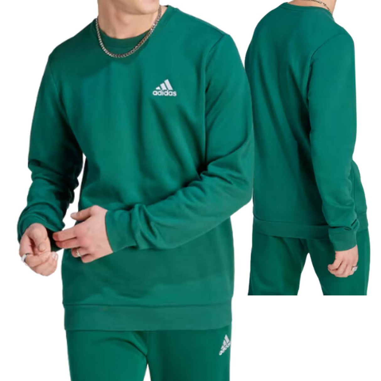 FELPA ADIDAS IJ8893 ESSENTIALS COTONE FELPATO VERDE