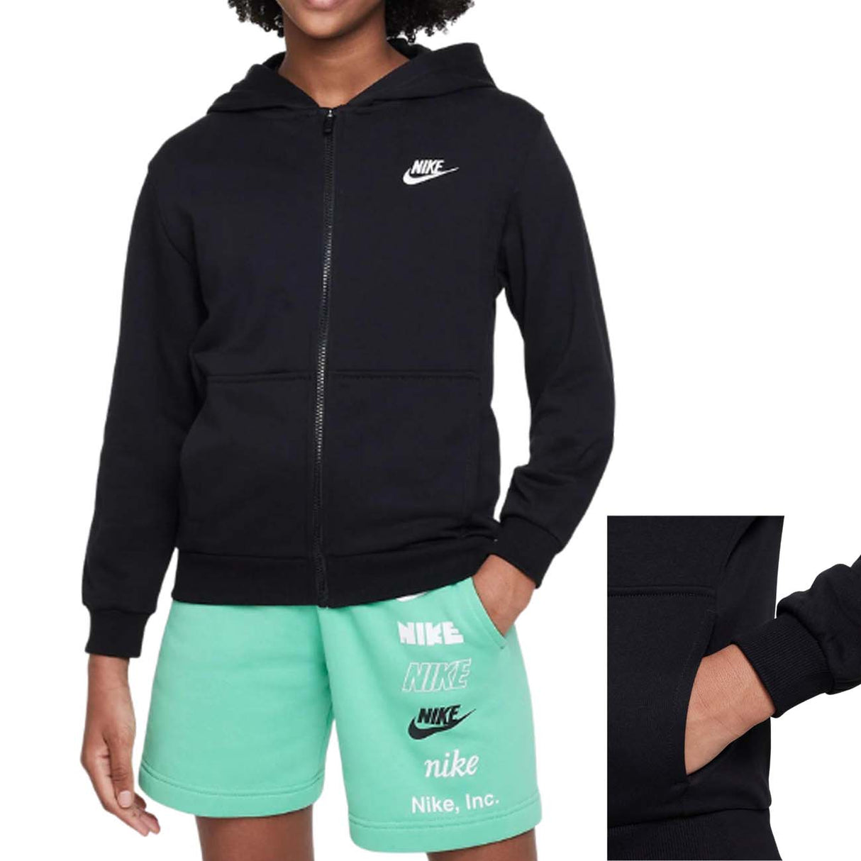 FELPA RAGAZZI NIKE FD3017 010 COTONE GARZATO NERO