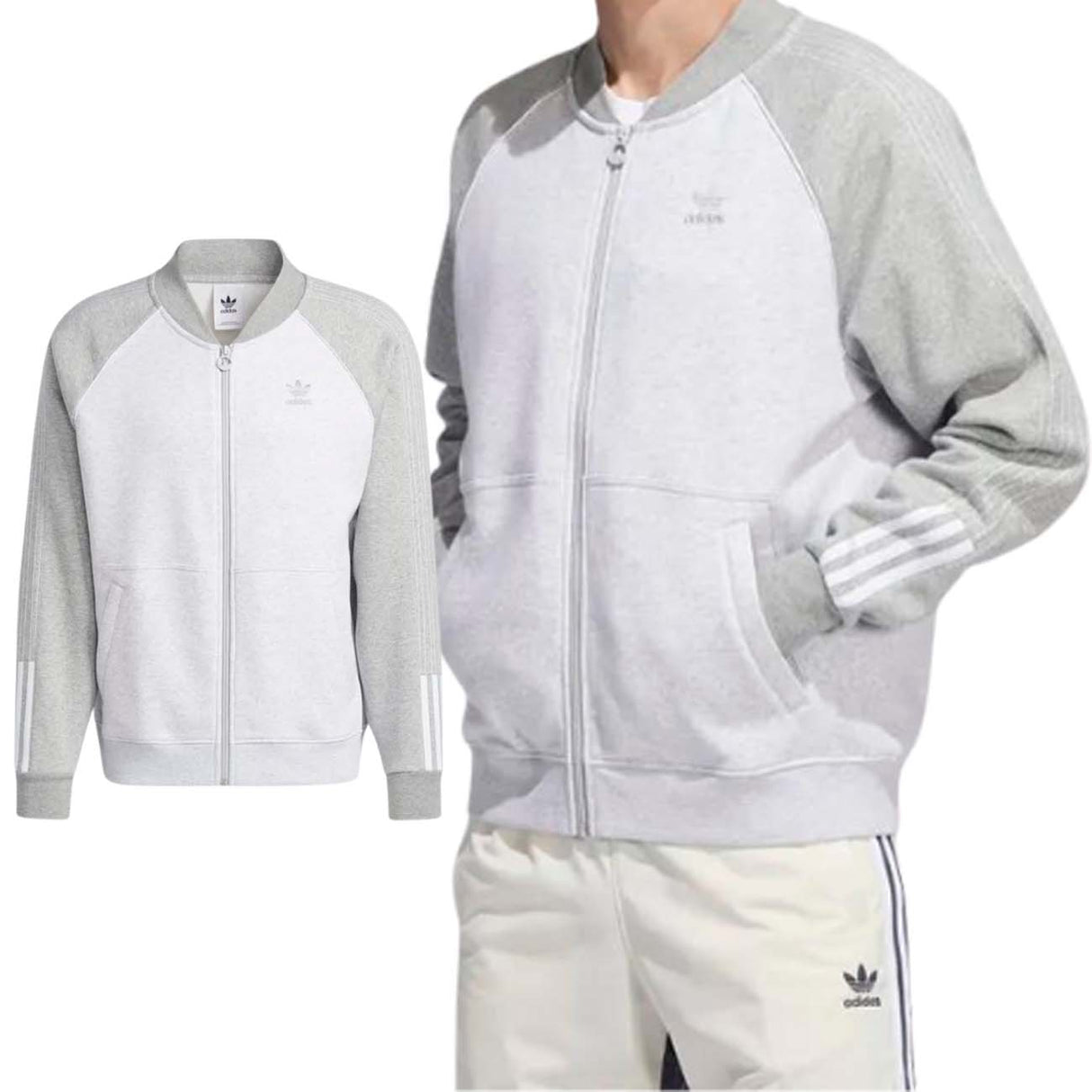 ADIDAS HI2995 COTTON FLEECE SWEATSHIRT GREY