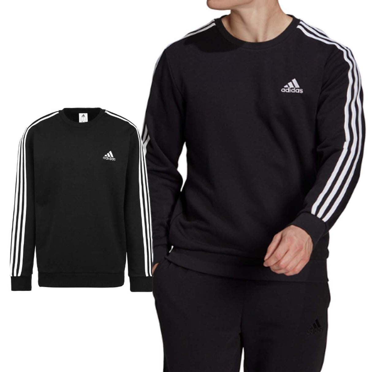 SWEAT-SHIRT EN COTON BROSSÉ NOIR ADIDAS GK9078 PERFORMANCE