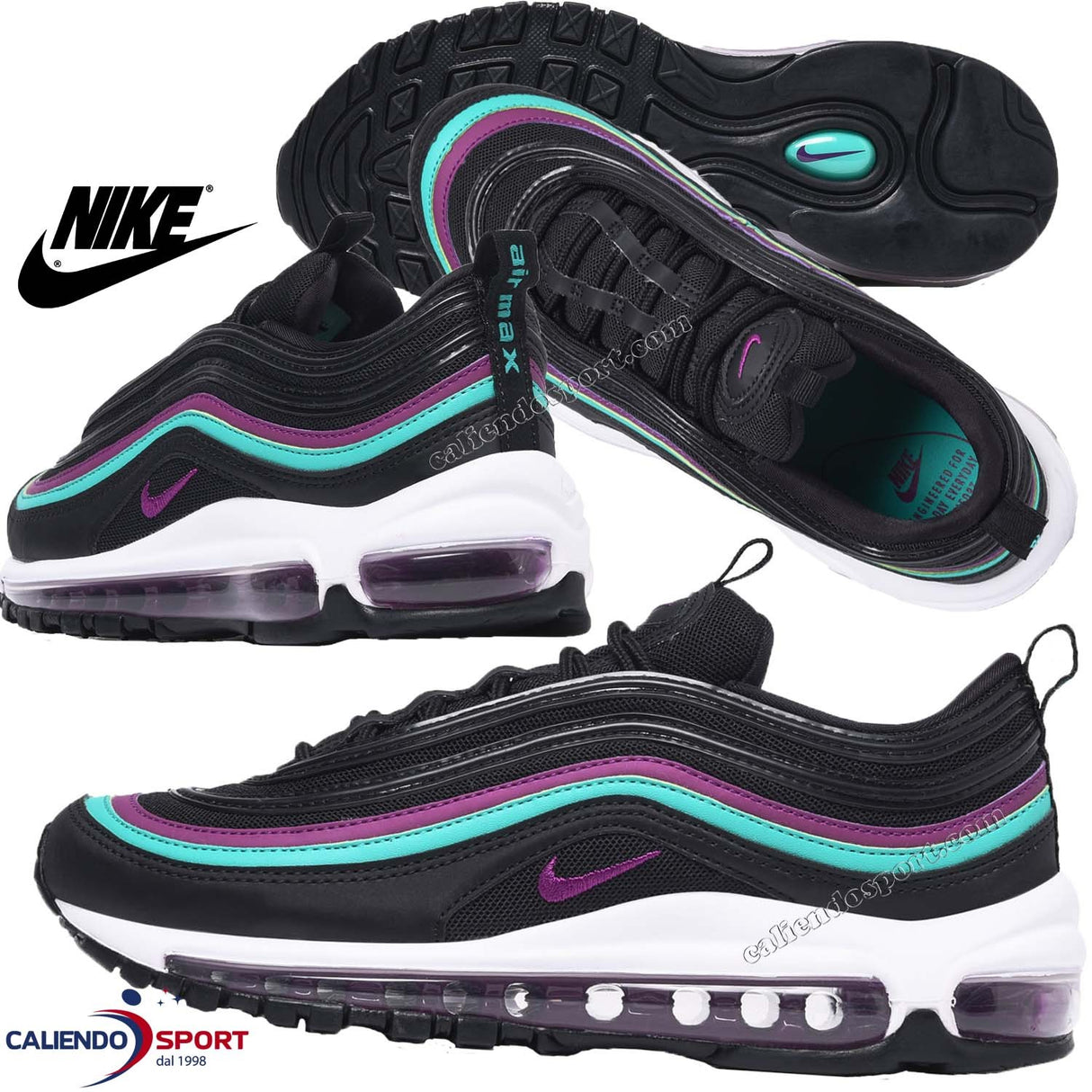 CHAUSSURES AIR MAX 97 FEMME 921733-008 W SNEAKER NOIR VERT VIOLET SPORT