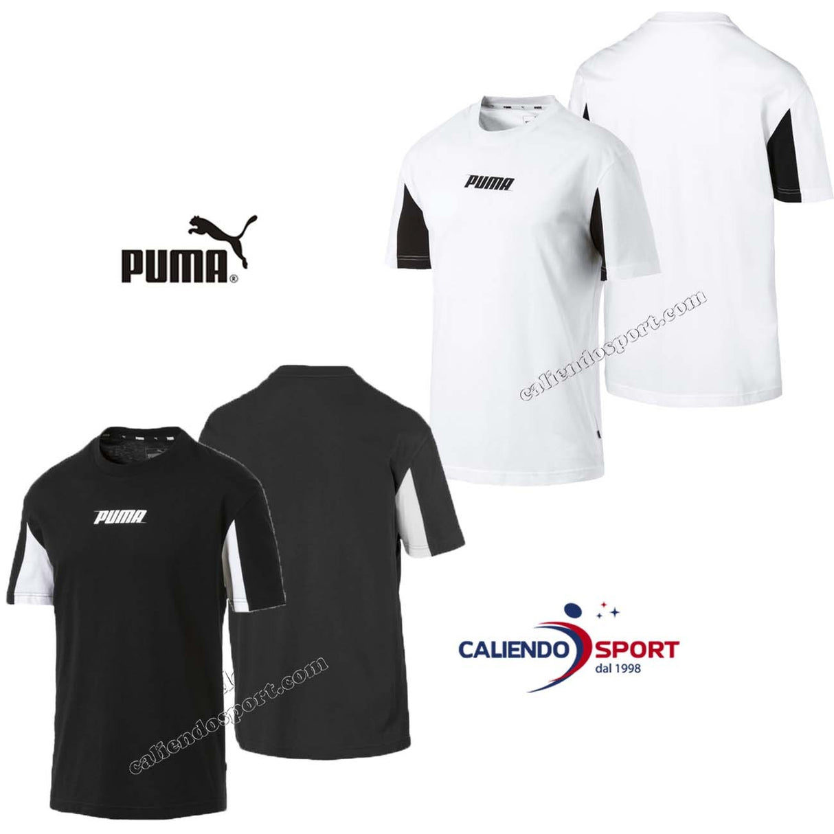 T-SHIRT HOMME PUMA 854152 01 02 BLANC NOIR COTON REBEL
