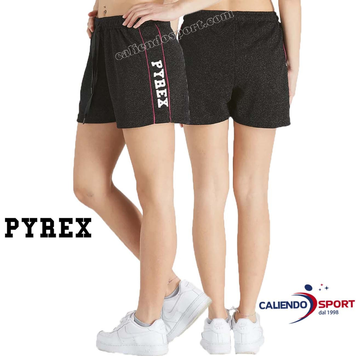 PYREX SHORTS WOMEN 40147 BLACK LAMINATED