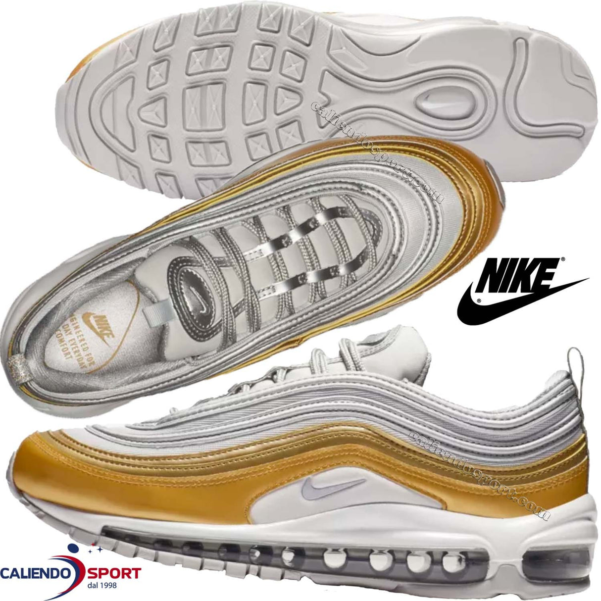Nike Air Max 97 AQ4137 001 SE Metallic SCARPA DONNA SNEAKER SPORT ORO BIANCO