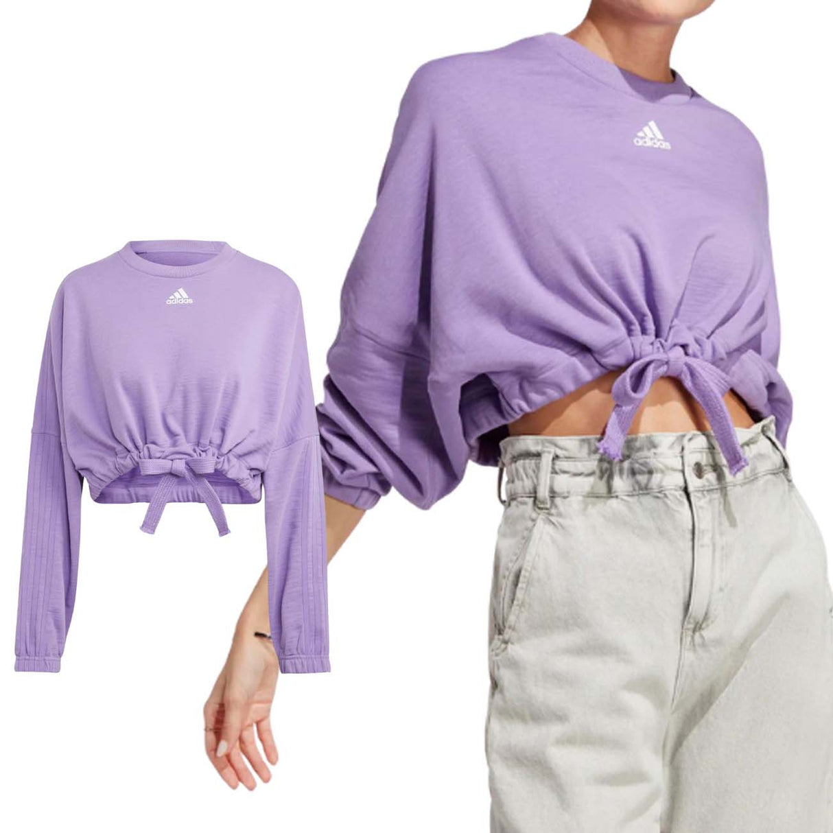 FELPA DONNA ADIDAS IC6685 CORTA COTONE GARZATO