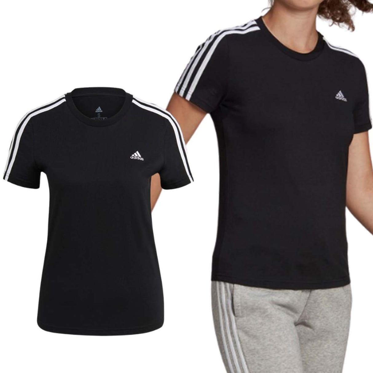 T-SHIRT ADIDAS GL0784 LOUNGEWEAR ESSENTIALS SLIM 3-STRIPES