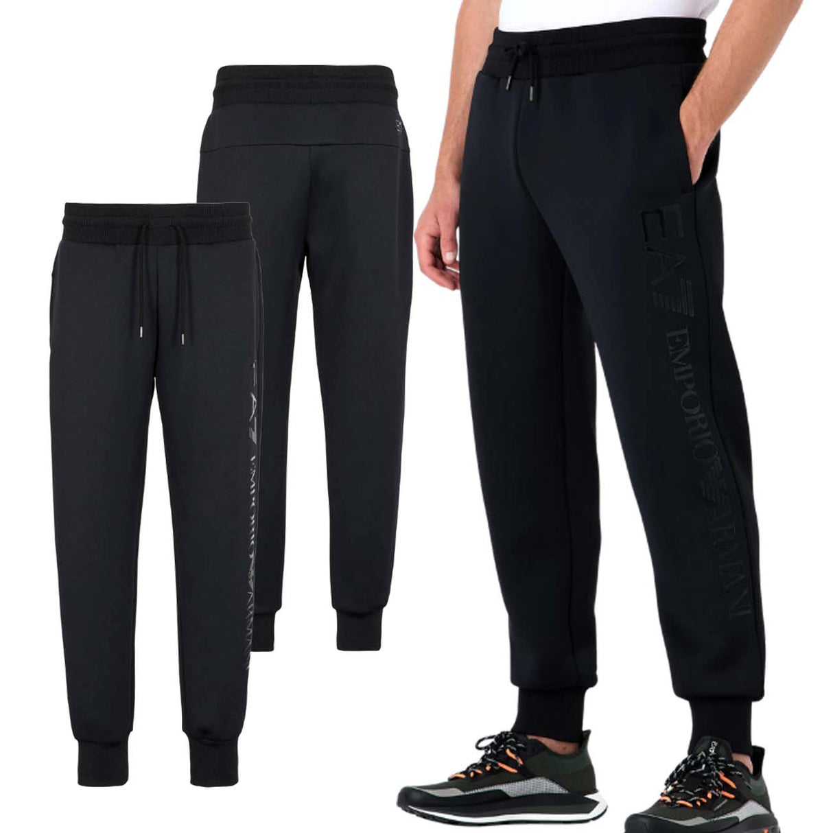 ARMANI EA7 I23 6RPP59 PJHFZ BLACK TECHNICAL FABRIC PANTS