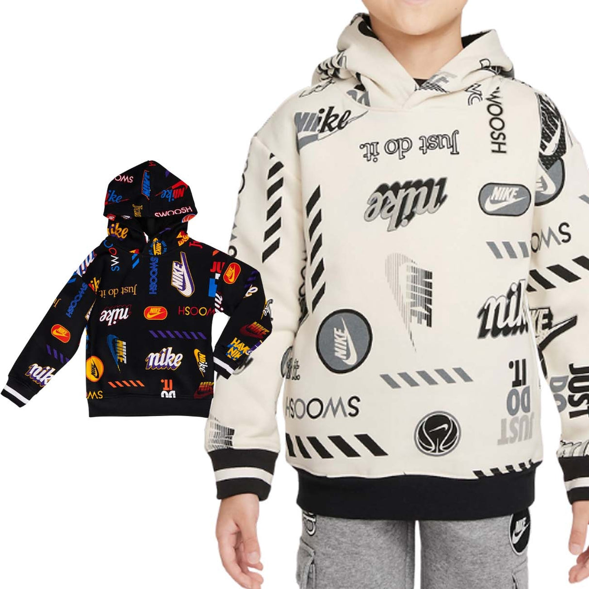 FELPA NIKE RAGAZZI 86I372 PALE IVOR COTONE FELPATO