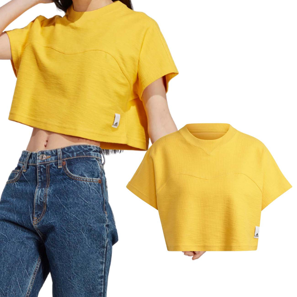 T-SHIRT DONNA ADIDAS HZ3079 LOUNGE COTONE GIALLO