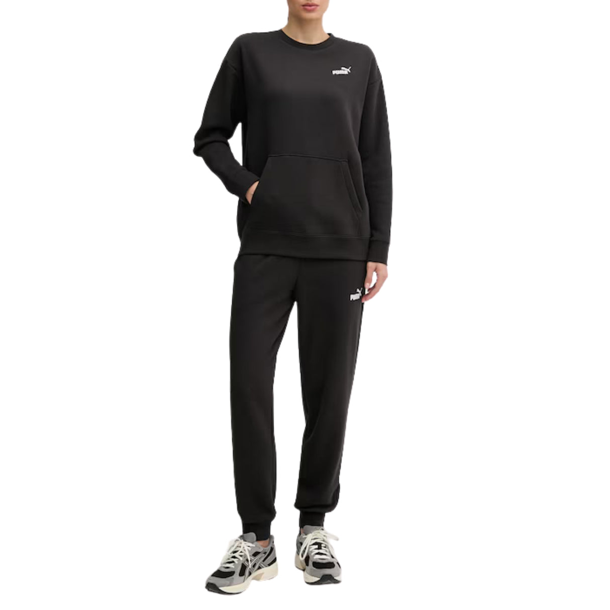 TUTA DONNA PUMA 688160 01 ESSENTIALS COTONE FELPATO NERO