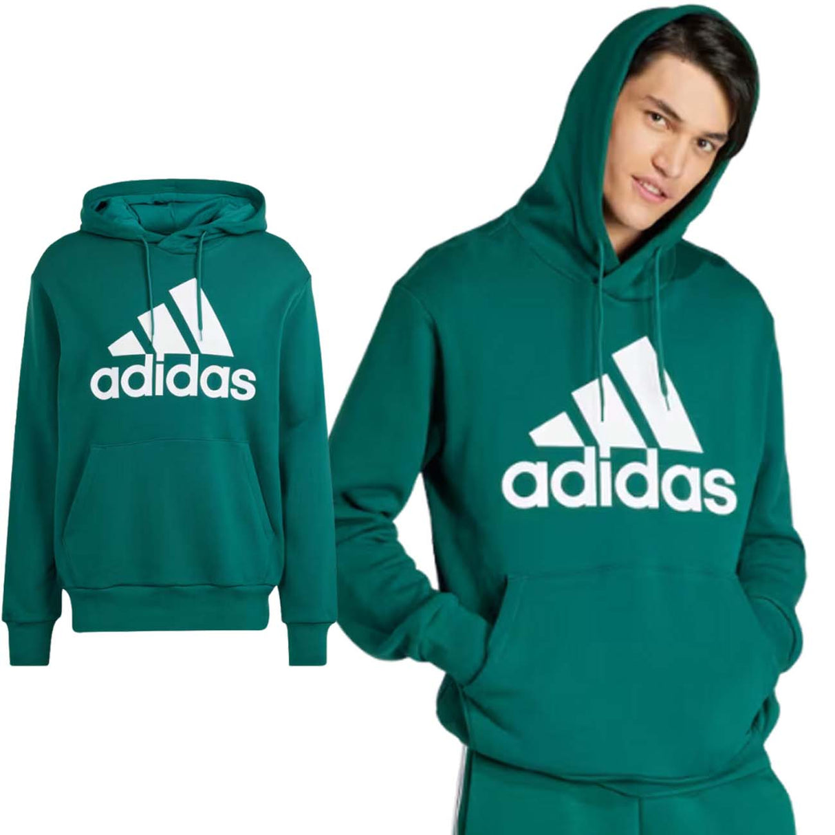 FELPA ADIDAS IS1354 BIG LOGO COTONE GARZATO VERDE