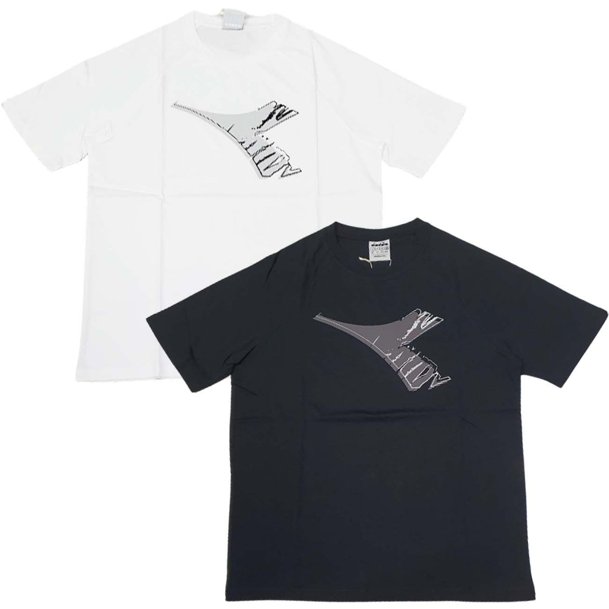 T-SHIRT DIADORA 180400 LOGO NERO BIANCO COTONE