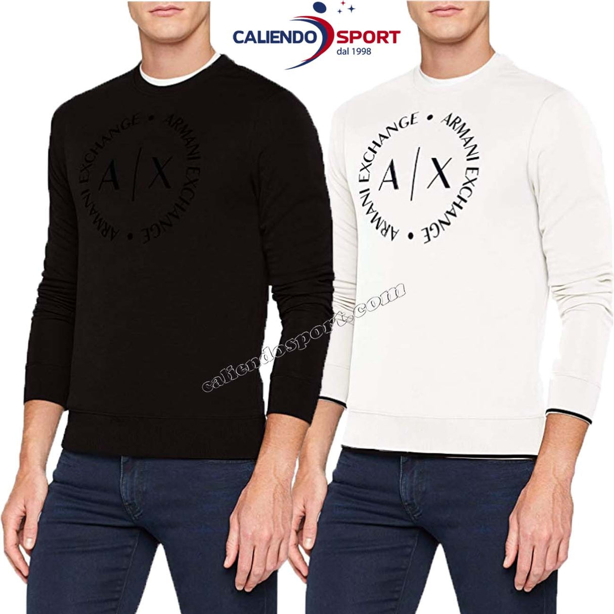 SWEAT-SHIRT HOMME ARMANI 8NZM87Z9N1Z COL ROND BLANC NOIR