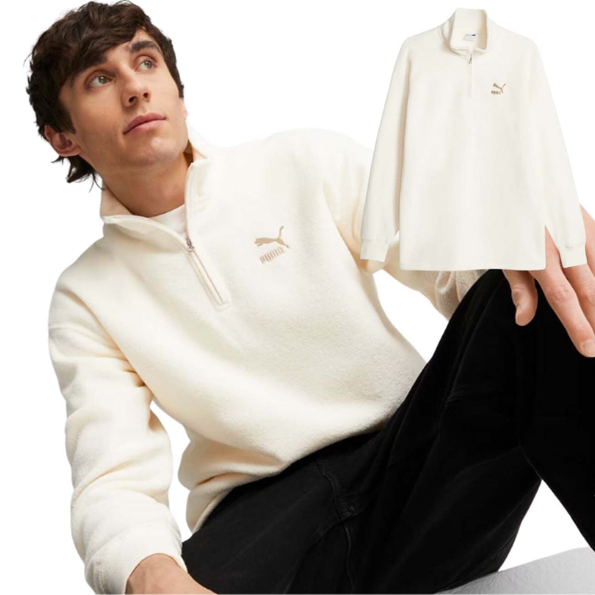 Sweat-shirt polaire classique à demi-zip PUMA 621331 66 BLANC