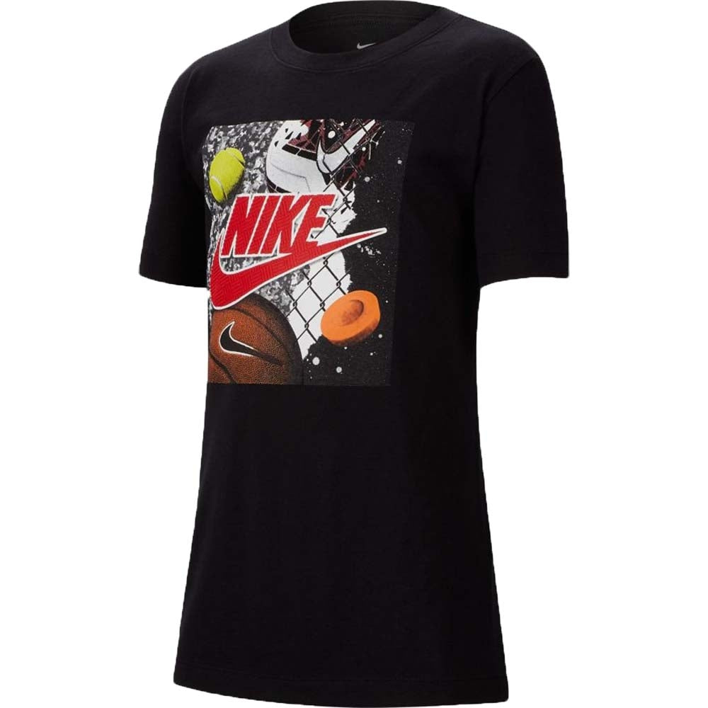 T-SHIRT NIKE GARÇON CT2634 010 657 NOIR ROUGE COTON