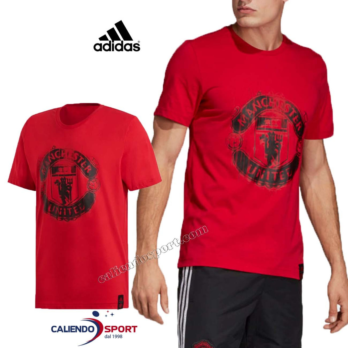 ADIDAS MEN'S T-SHIRT DP2332 DNA GRAPHIC MANCHESTER UNITED RED