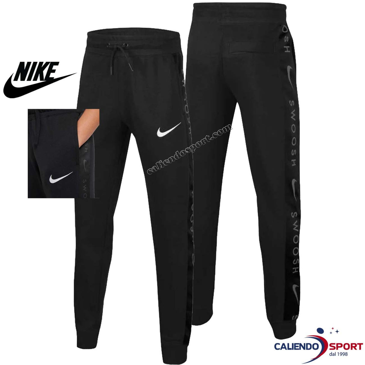 PANTALONI RAGAZZI NIKE DA0771 010 NERO COTONE GARZATO