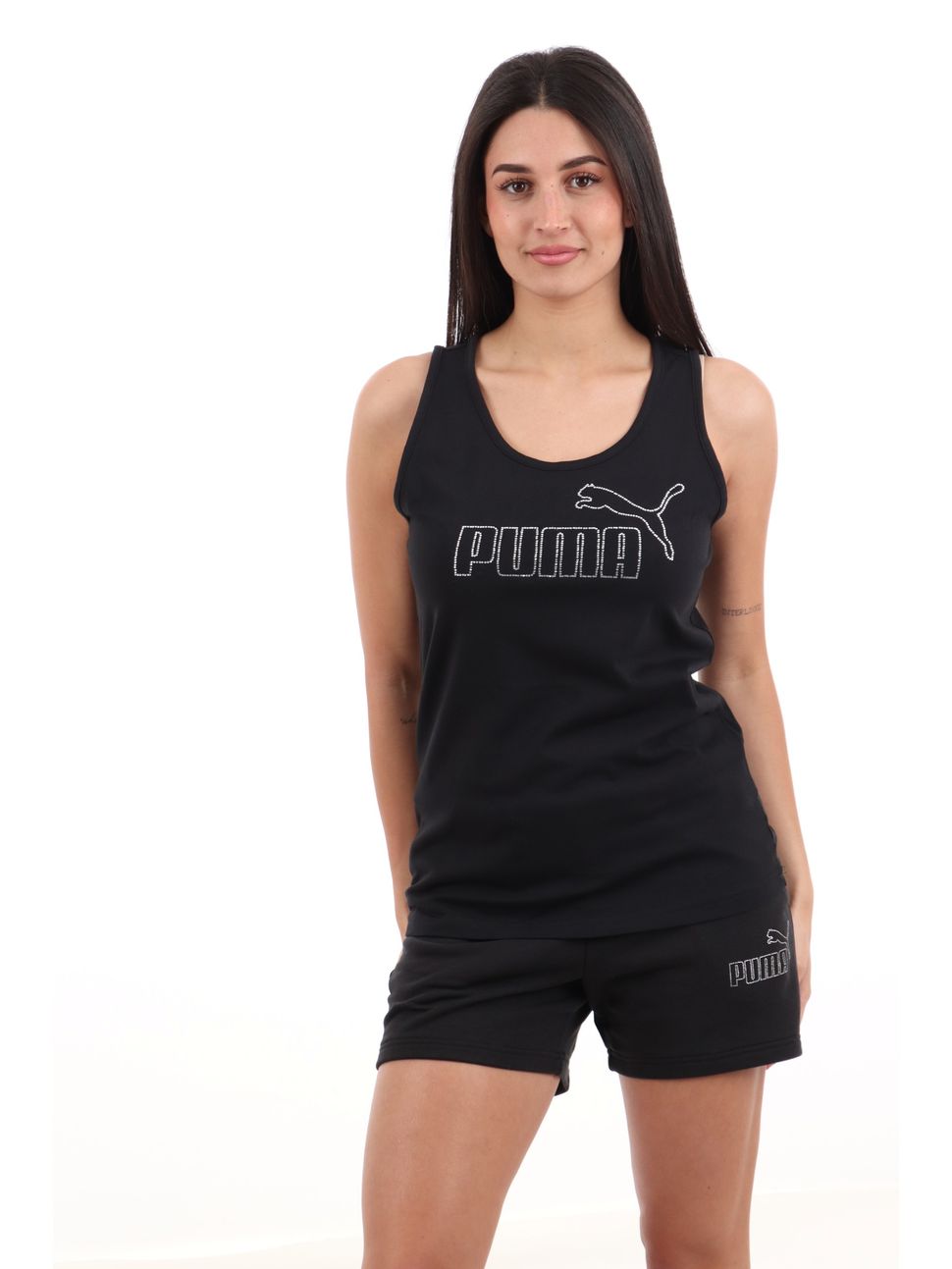 CANOTTA DONNA PUMA 693864 01 LOGO CON STRASS NERO