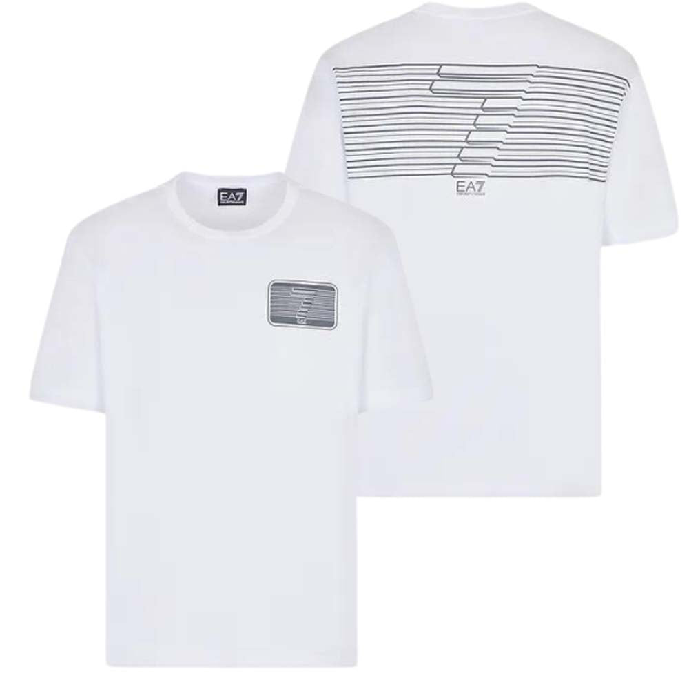 T-SHIRT EN COTON NOIR ET BLANC ARMANI EA7 3RPT51 PJ02Z