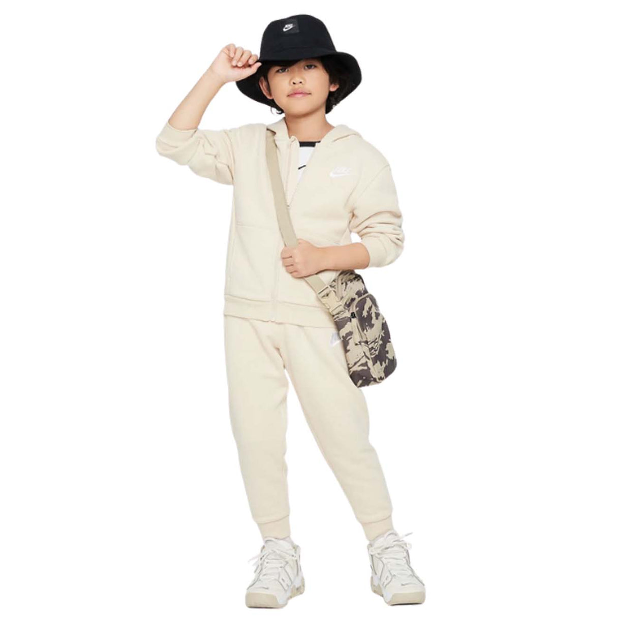 TUTA BAMBINI NIKE 86L445-X5C COTONE FELPATO BEIGE