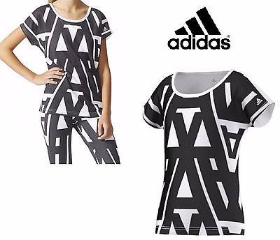 T-shirt d'entraînement pour fille Adidas Typo Allover Print Sport Casual AK2112