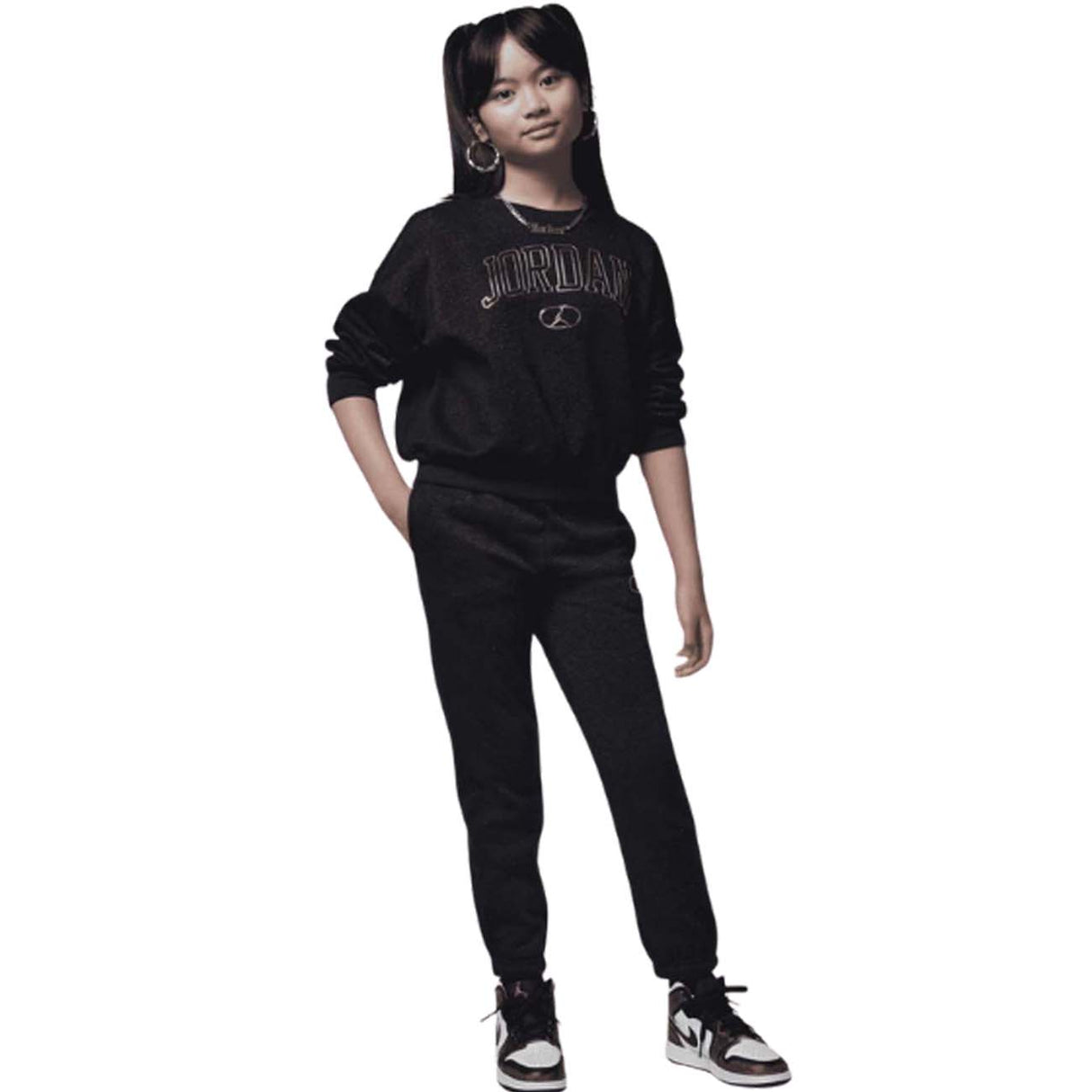 FELPA RAGAZZE JORDAN 45D528 023 NERO FELPATA