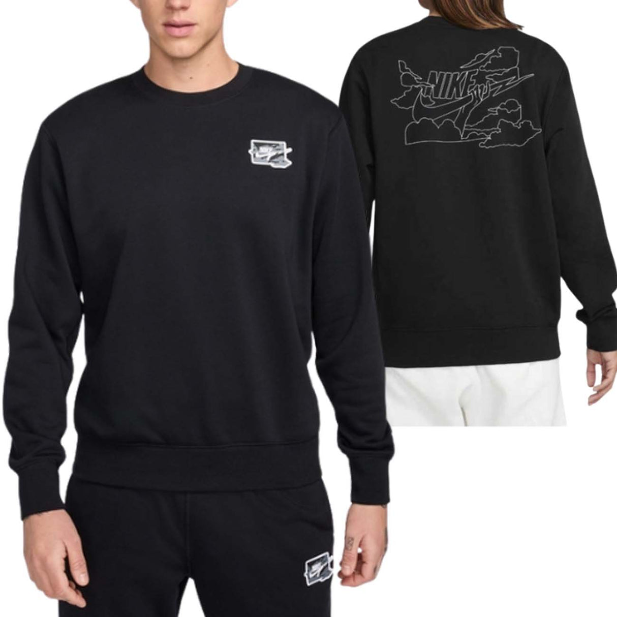 FELPA NIKE FZ0764 010 GIRO COLLO NERO COTONE GARZATO