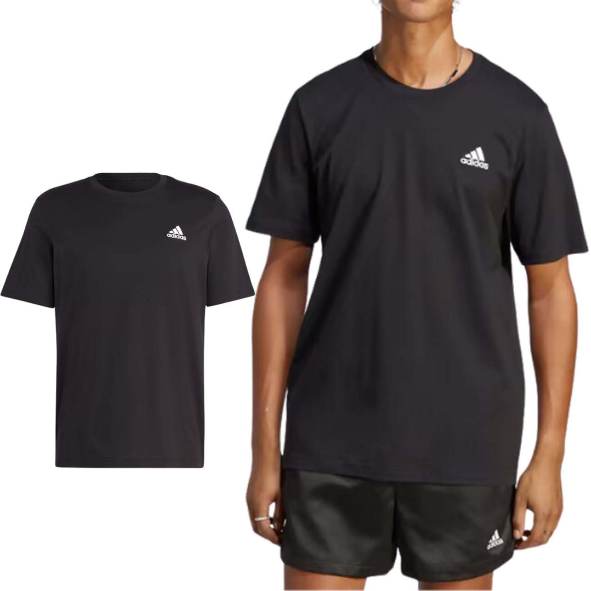 T-SHIRT ADIDAS IC9282 EMBROIDERED SMALL LOGO NERO