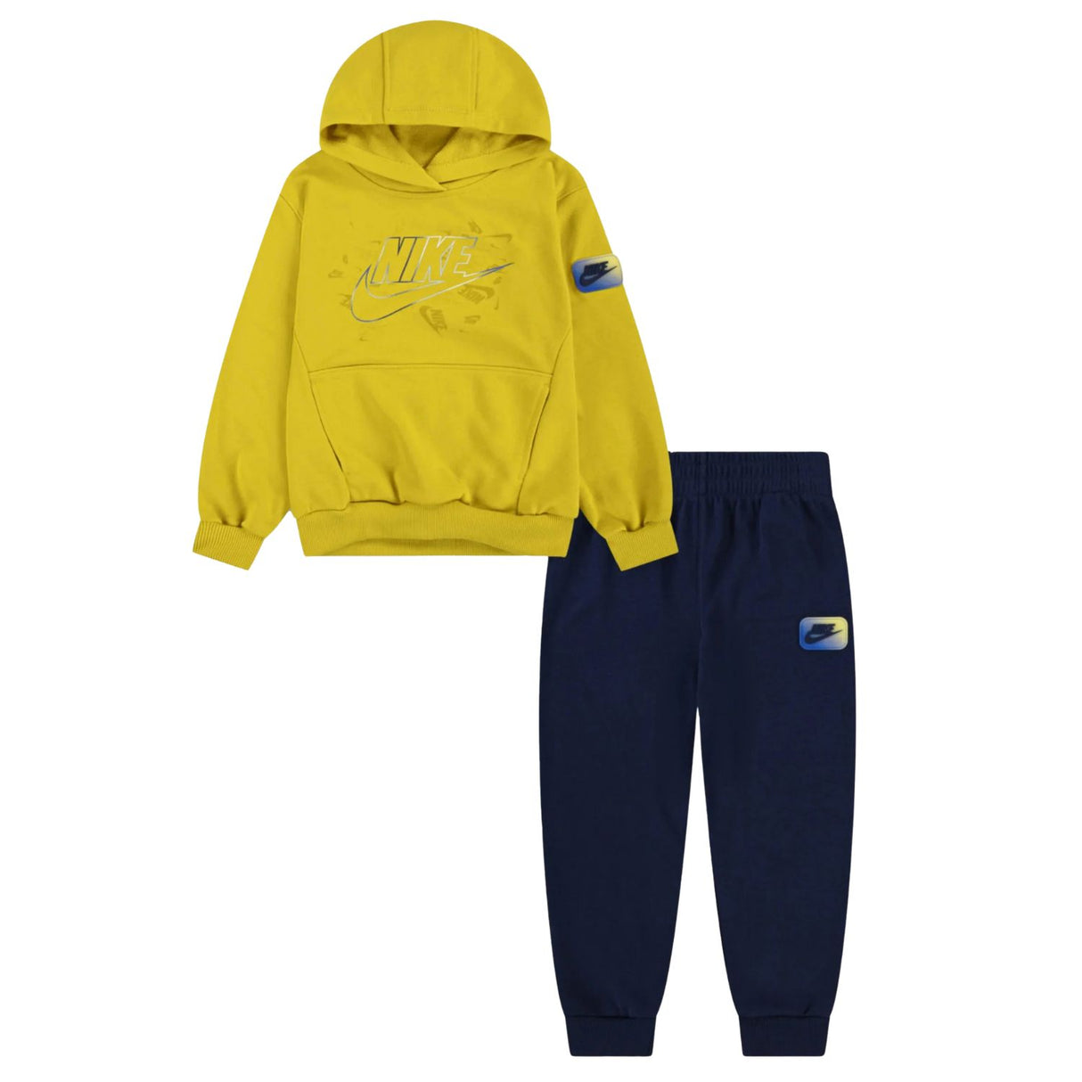 TUTA RAGAZZI NIKE 86N386 U90 GIALLO BLU COTONE GARZATO