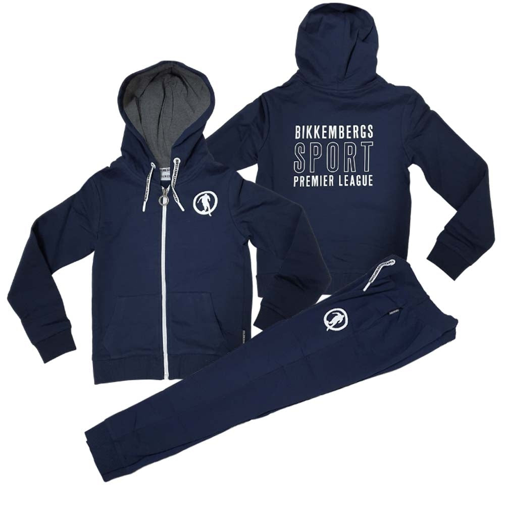TUTA BAMBINO BIKKEMBERGS BK0403 COTONE FELPATO BLU NERO