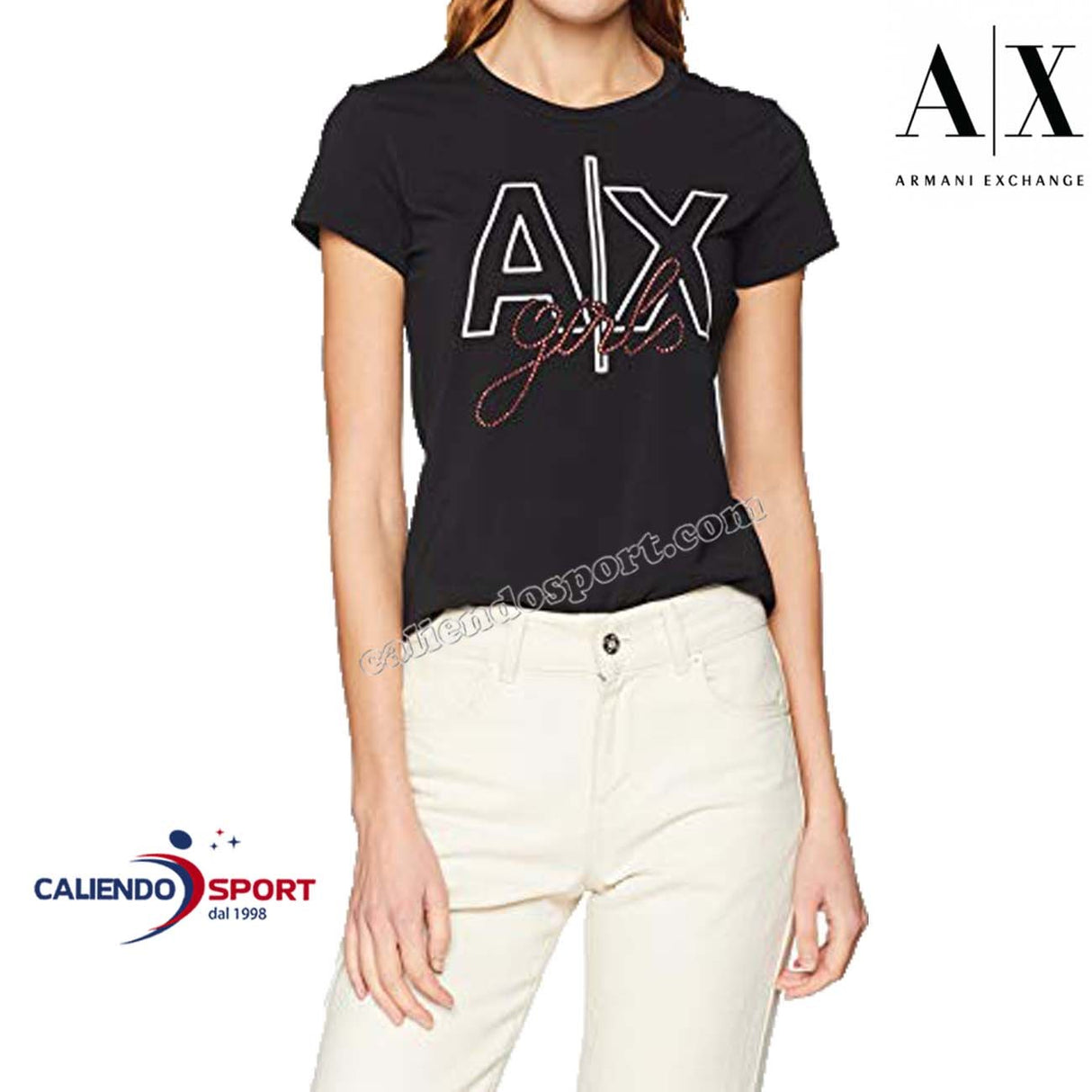 T-SHIRT ARMANI EXCHANGE DONNA 3GYTAQ-YJC7 NERO COTONE
