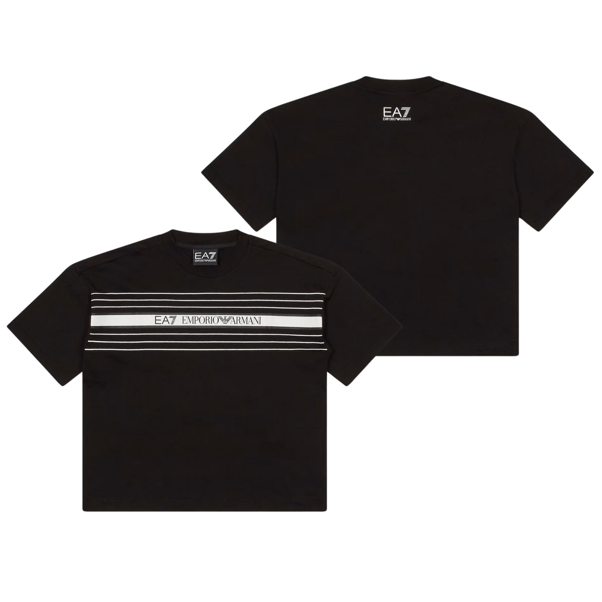 T-SHIRT RAGAZZI ARMANI EA7 E25 7B000069 UC001 COTONE NERO