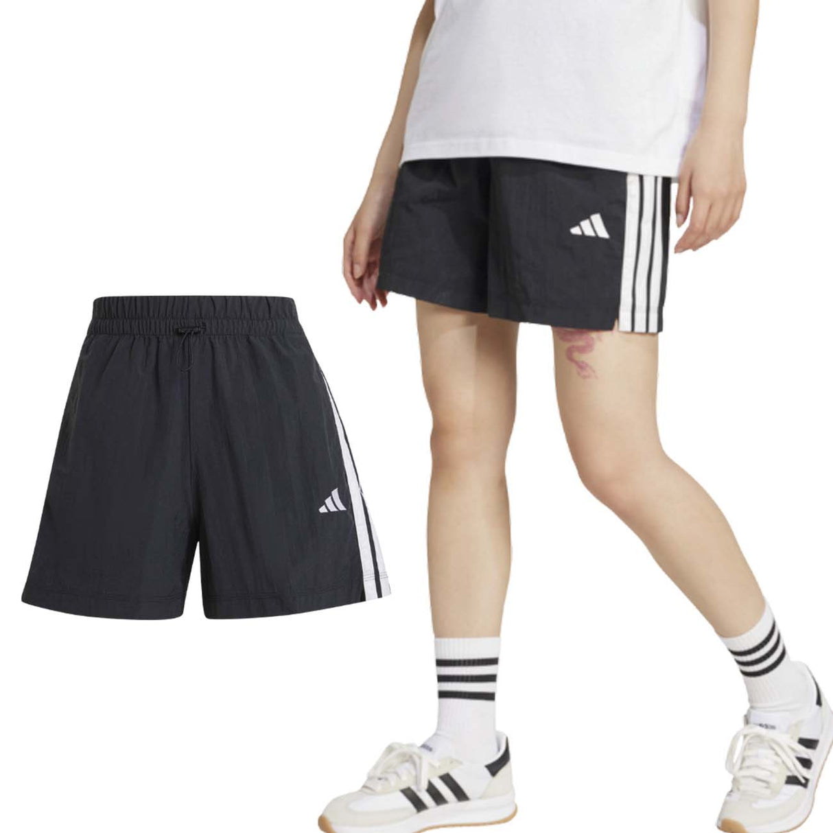 PANTALONCINO DONNA ADIDAS JE1309 ESSENTIALS 3 STRISCE