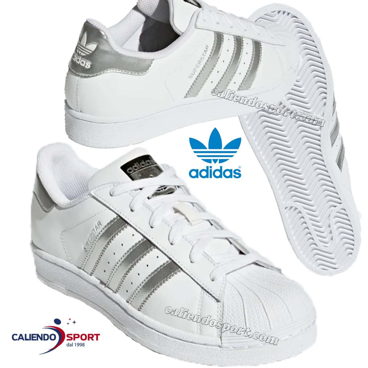 SCARPA ADIDAS SUPERSTAR AQ3091 ORIGINALS BIANCO ARGENTO
